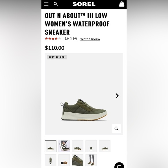 Sorel Out and About casual sneakers in Olive green Size 11 - Picture 2 of 6